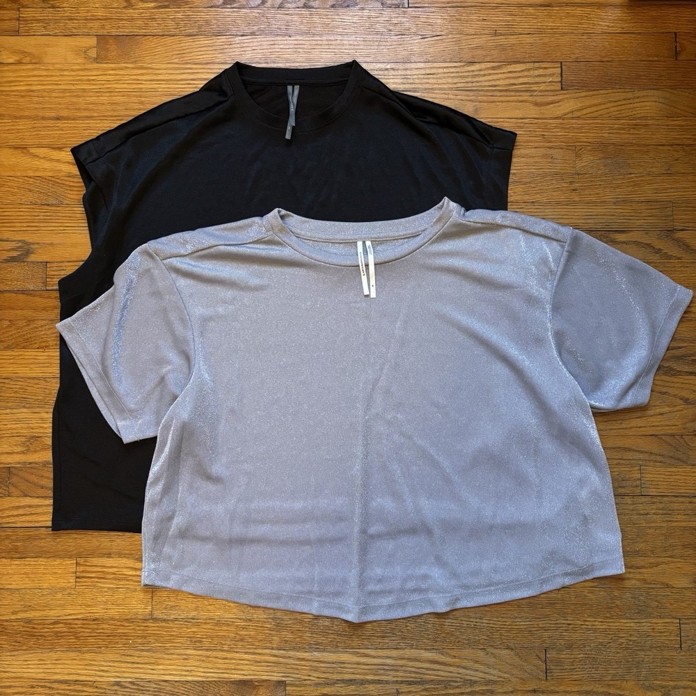 By Anthropologie Shirt Bundle T-shirt Tank Cropped Black Silver Metalic 1X